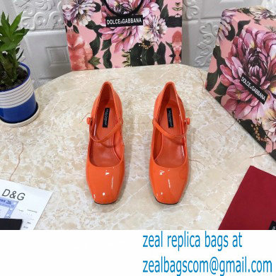 Dolce  &  Gabbana Heel 6.5cm Patent Leather Mary Janes Orange with DG Karol Heel 2021